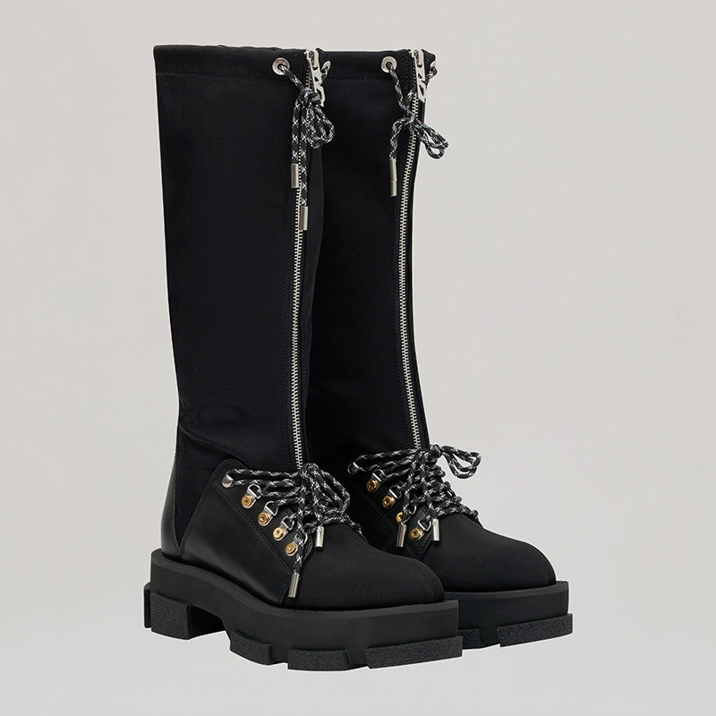 both x DION LEE-GAO PLATFORM OVER BOOT WITH LACING - BLACK/BLACK