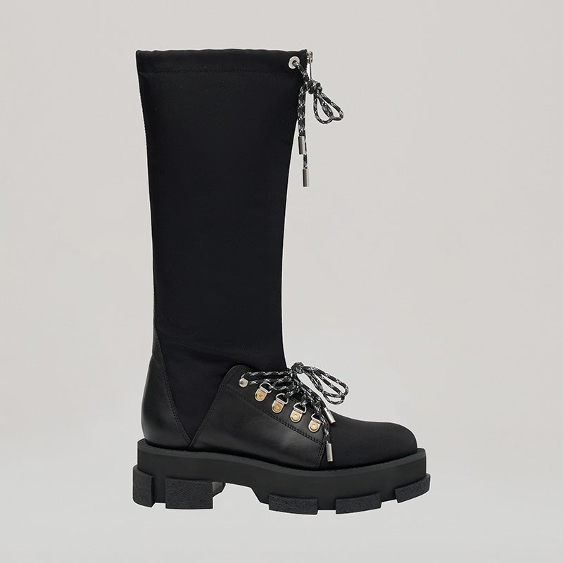 both x DION LEE's GAO PLATFORM OVER BOOT in black with lacing detail