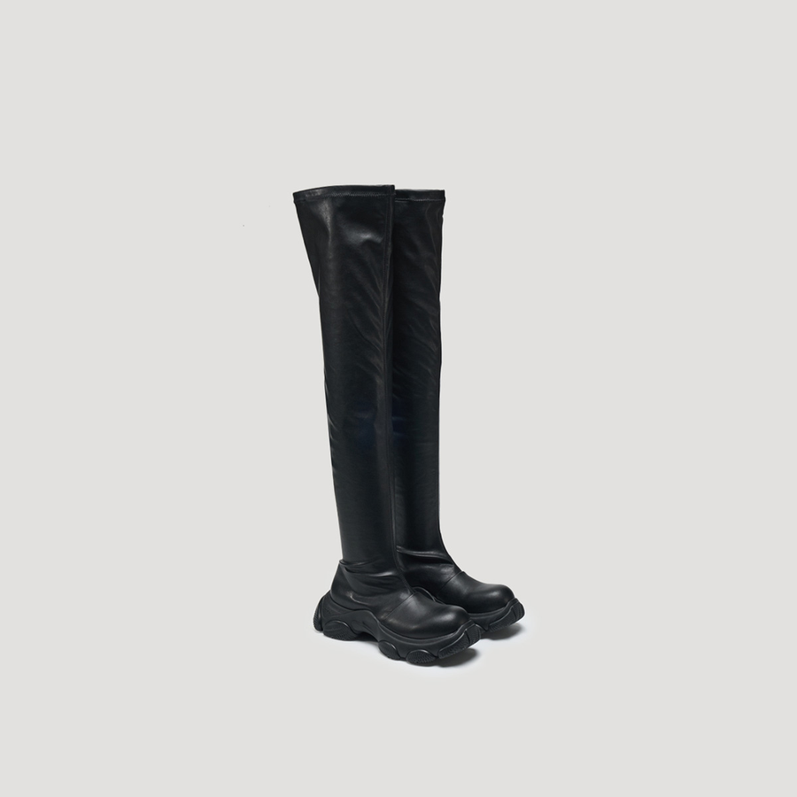 GUM SONAR THIGH HIGH BOOTS - BLACK/BLACK