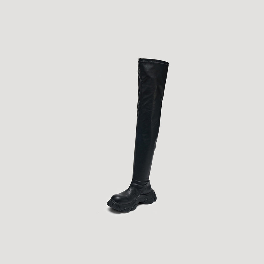 GUM SONAR THIGH HIGH BOOTS - BLACK/BLACK