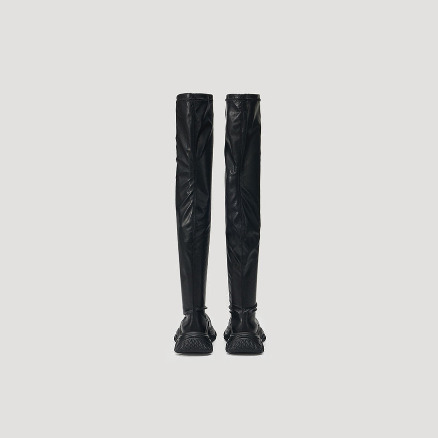 GUM SONAR THIGH HIGH BOOTS - BLACK/BLACK