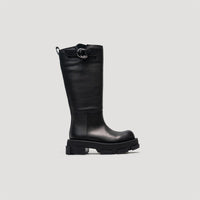 both - GAO PLATFORM HELIUM KNEE BOOTS WITH BUCKLE-BLACK/BLACK