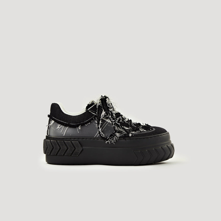 TYRES PLATFORM DENIM SNEAKER black platform sole casual shoe
