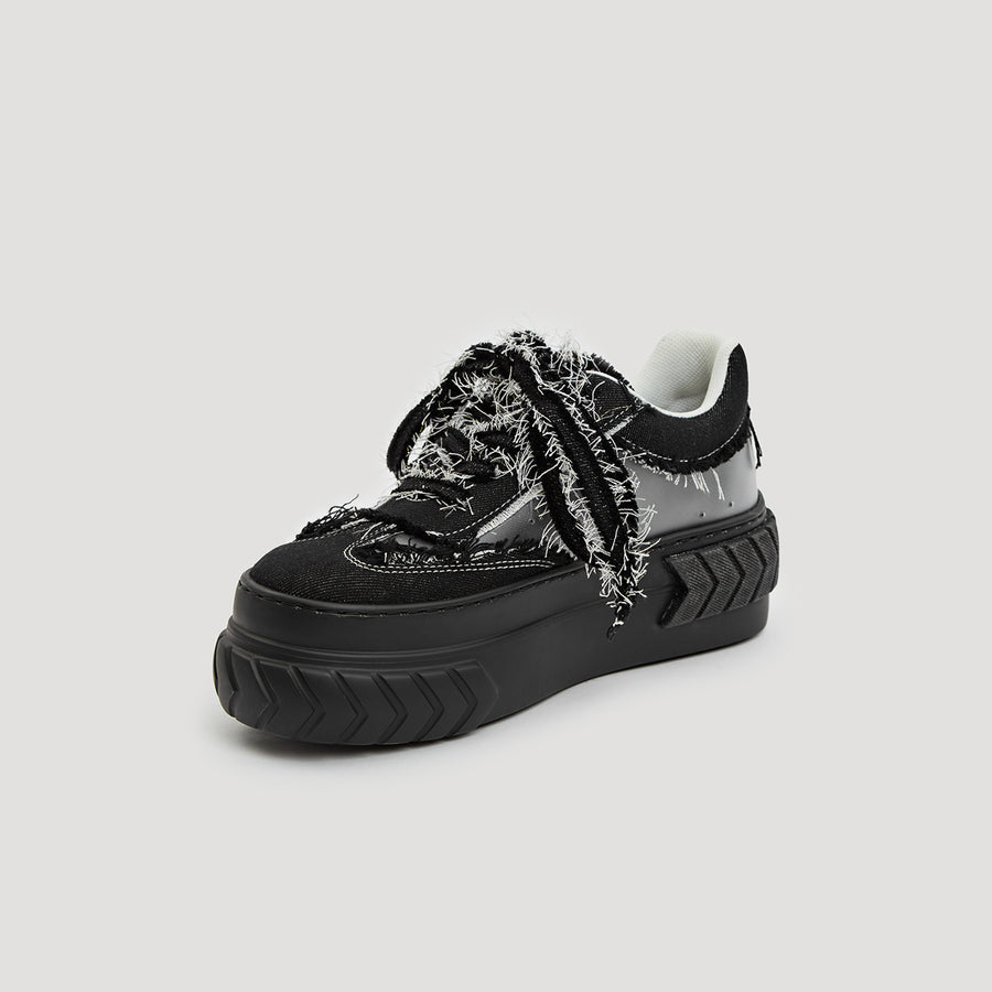 TYRES PLATFORM DENIM SNEAKER - BLACK/BLACK