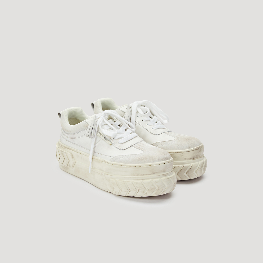 TYRES PLATFORM SUEDE SNEAKER - WHITE/OFF-WHITE