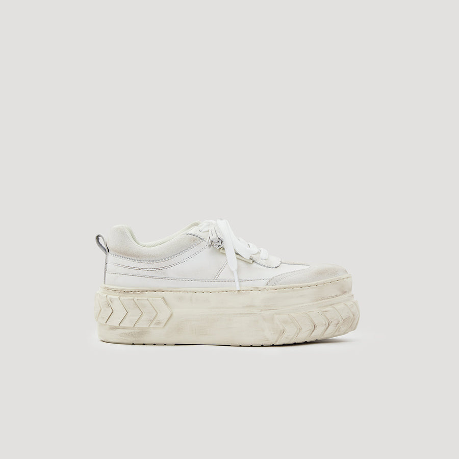 TYRES PLATFORM SUEDE SNEAKER white off-white premium suede platform casual shoe