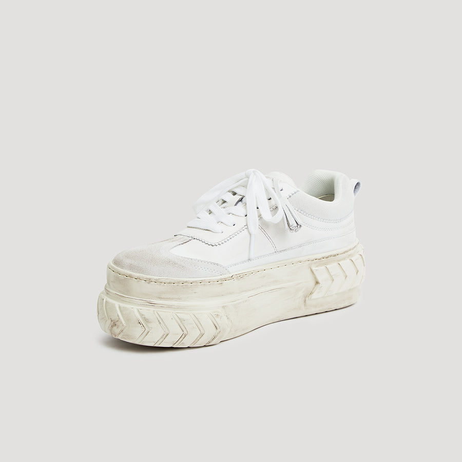 TYRES PLATFORM SUEDE SNEAKER - WHITE/OFF-WHITE