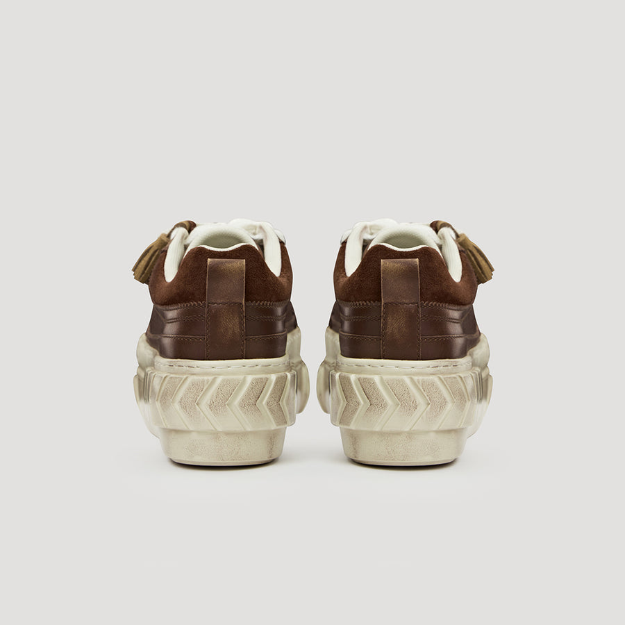 TYRES PLATFORM SUEDE SNEAKER - BROWN-RED/OFF-WHITE