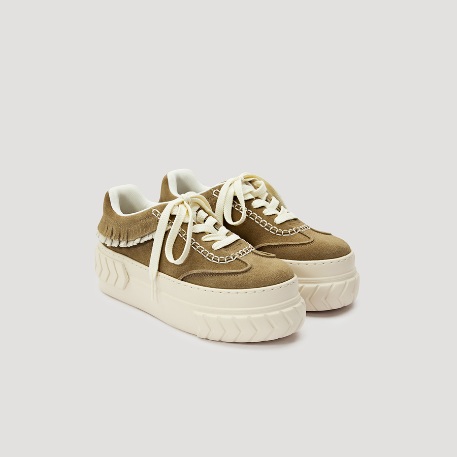 TYRES PLATFORM SUEDE SNEAKER - BROWN/OFF-WHITE