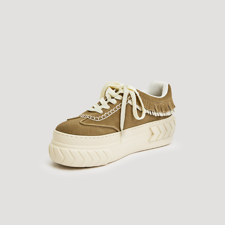 TYRES PLATFORM SUEDE SNEAKER - BROWN/OFF-WHITE