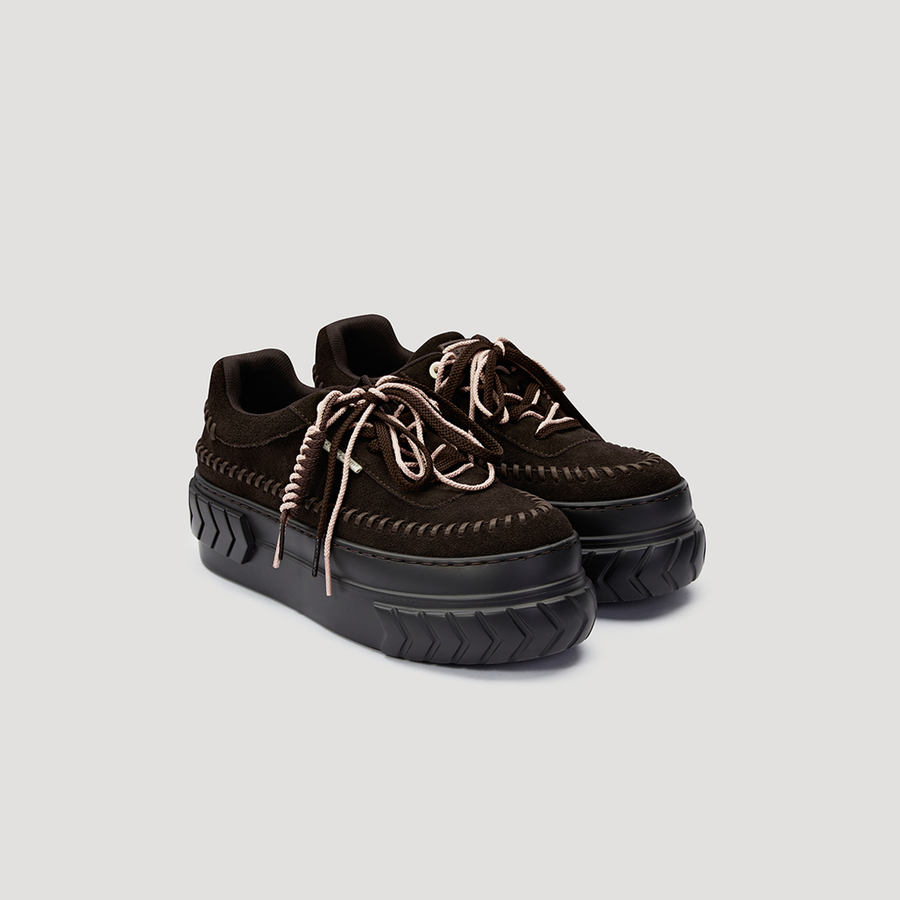 TYRES PLATFORM LACES BOOTIE SNEAKER - DARK-COFFEE/DARK-COFFEE