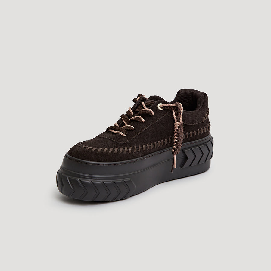 TYRES PLATFORM LACES BOOTIE SNEAKER - DARK-COFFEE/DARK-COFFEE