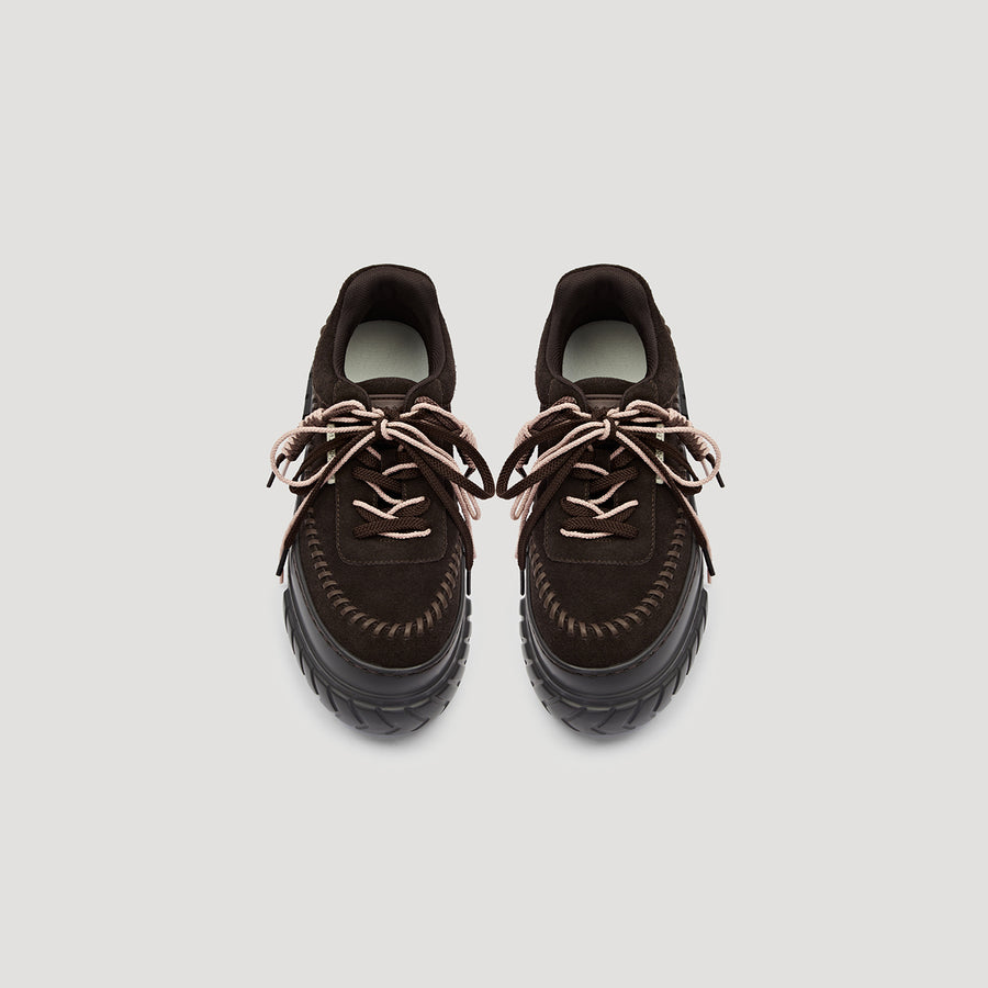TYRES PLATFORM LACES BOOTIE SNEAKER - DARK-COFFEE/DARK-COFFEE
