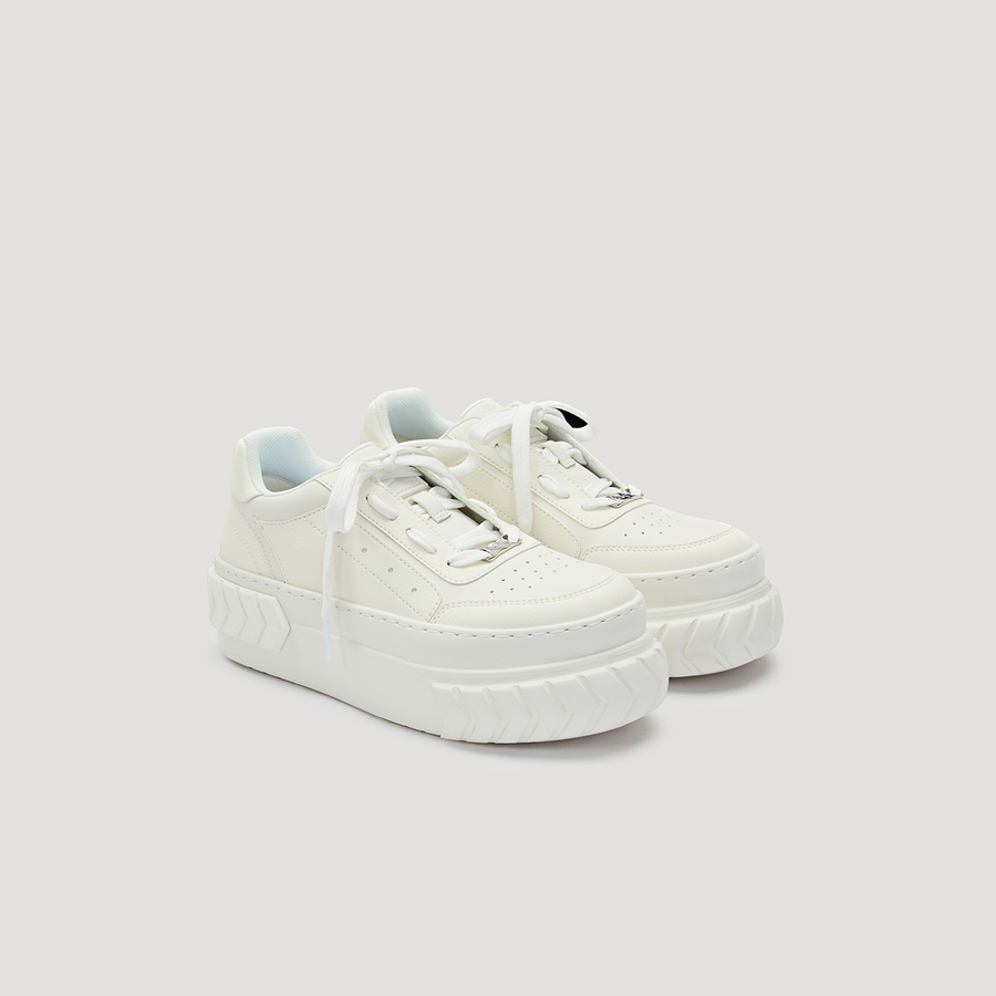 TYRES PLATFORM CHEVRON SNEAKER - WHITE/WHITE