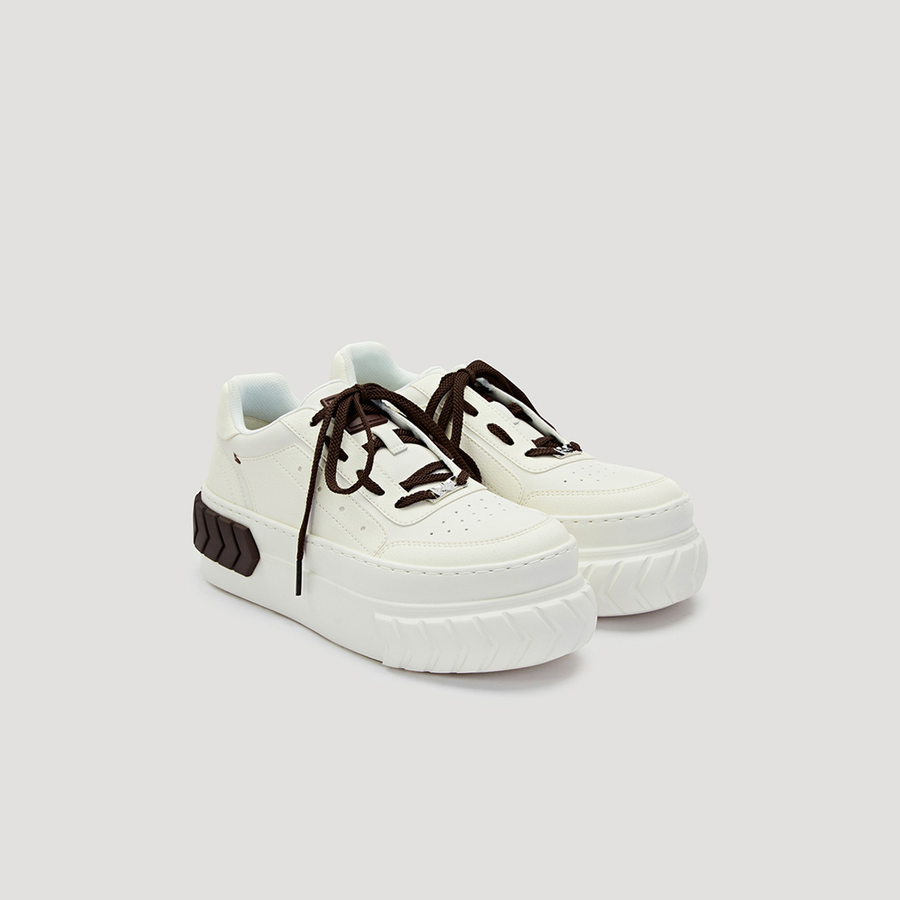 TYRES PLATFORM CHEVRON SNEAKER - CAROB/WHITE