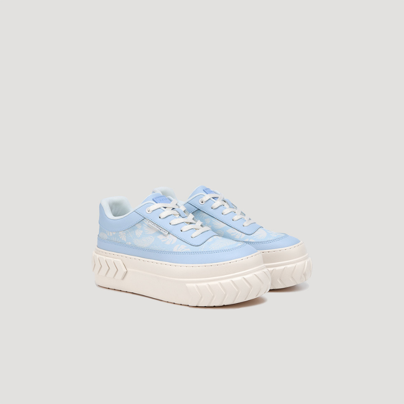 TYRES PLATFORM FOLIAGE PRINT SNEAKER - LT-BLUE/BEIGE