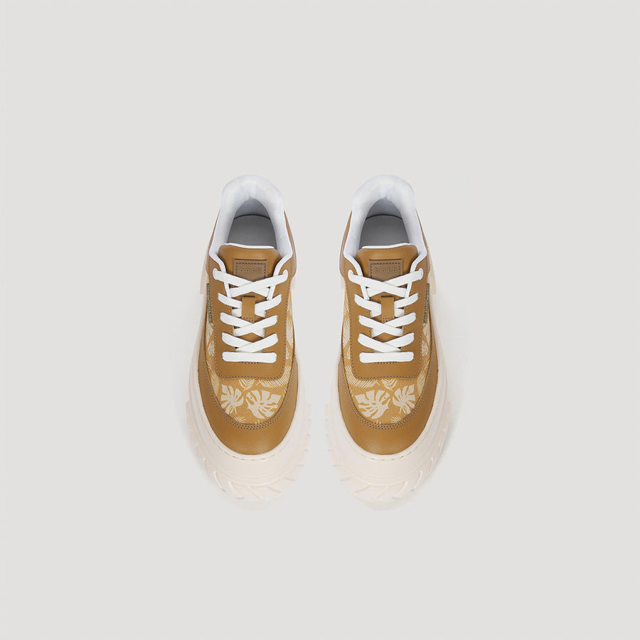 TYRES PLATFORM FOLIAGE PRINT SNEAKER - BROWN/BEIGE