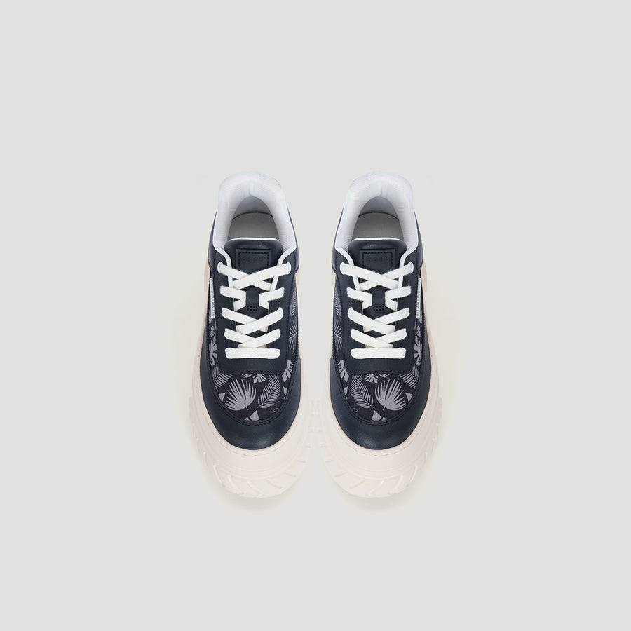 TYRES PLATFORM FOLIAGE PRINT SNEAKER - BLACK/BEIGE