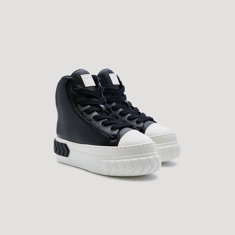 TYRES PLATFORM HI-TOP PADDED SNEAKER - BLACK/WHITE