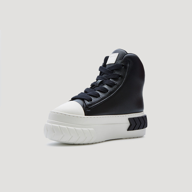 TYRES PLATFORM HI-TOP PADDED SNEAKER - BLACK/WHITE