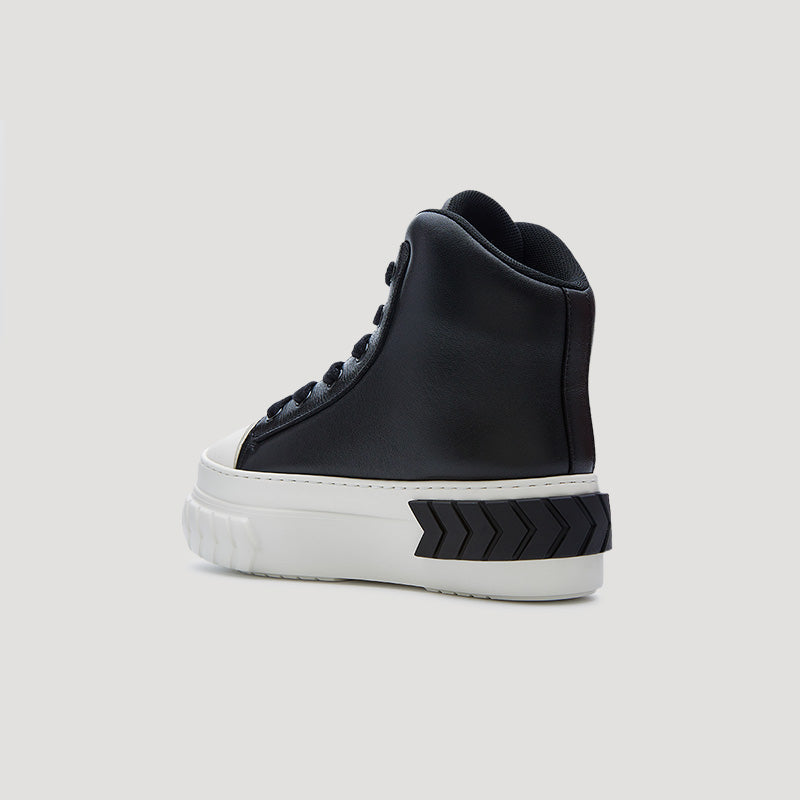 TYRES PLATFORM HI-TOP PADDED SNEAKER - BLACK/WHITE