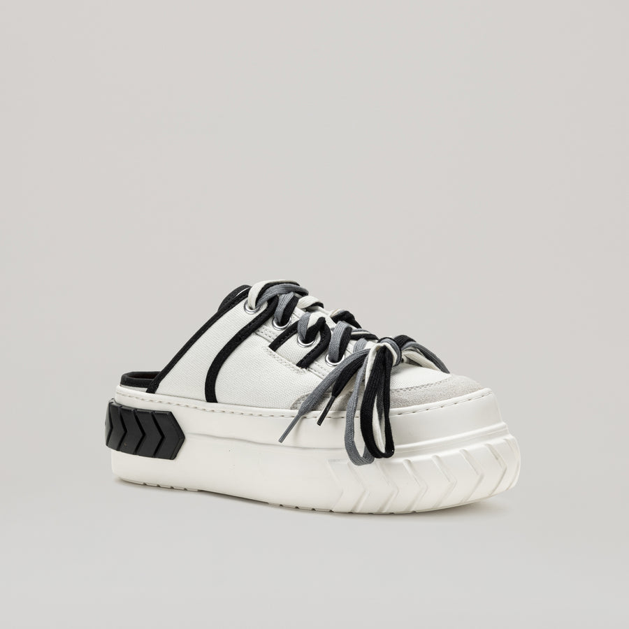 TYRES PLATFORM MULTI-LACED MULES - BLACK/WHITE