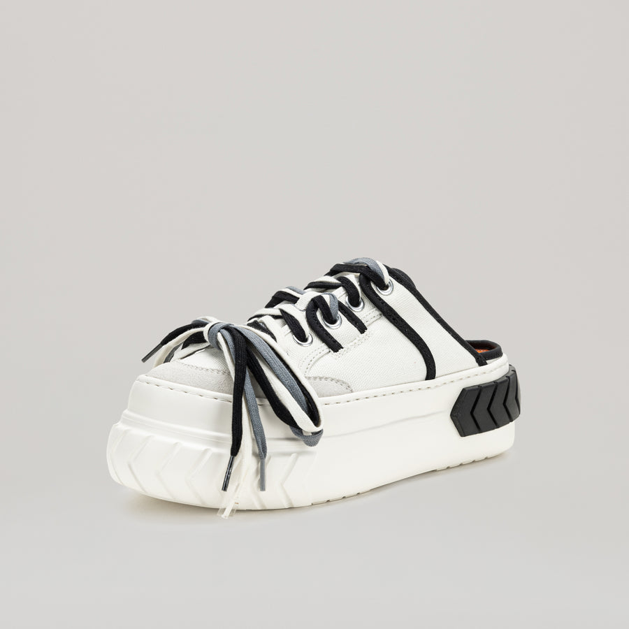 TYRES PLATFORM MULTI-LACED MULES - BLACK/WHITE