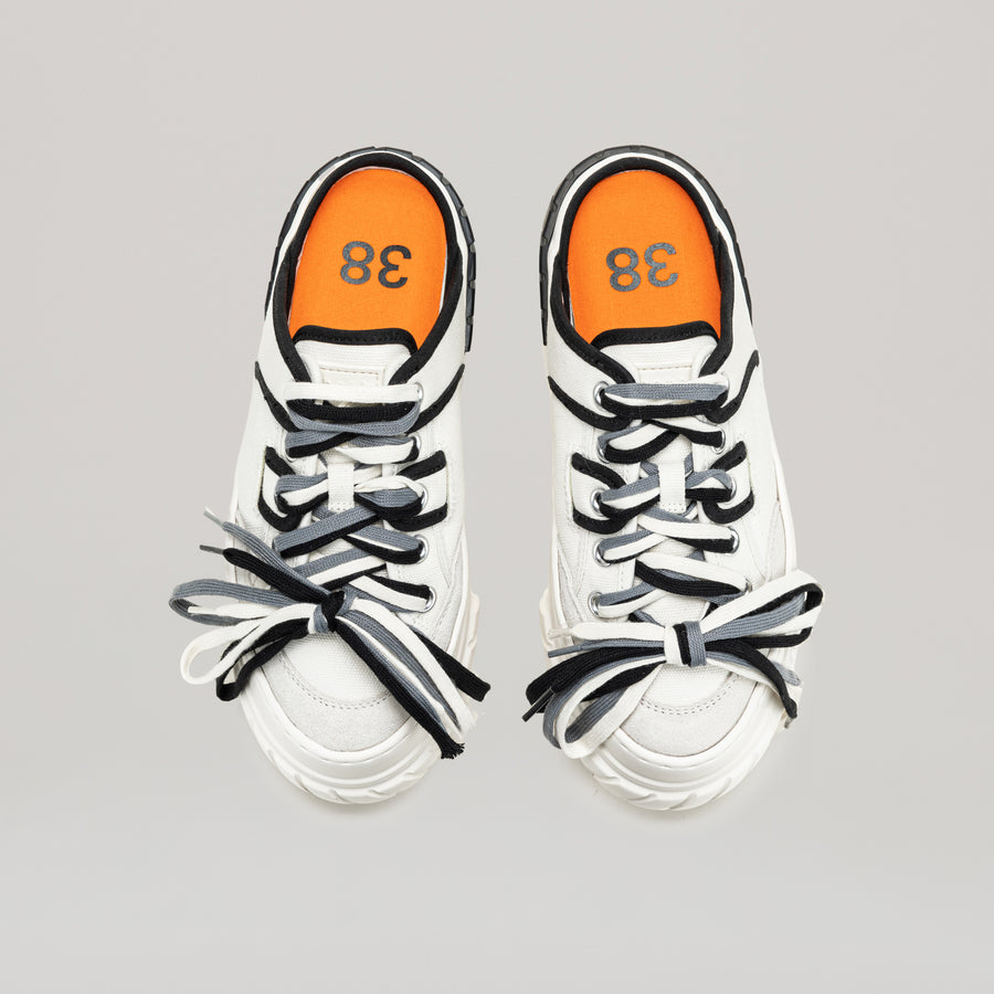 TYRES PLATFORM MULTI-LACED MULES - BLACK/WHITE