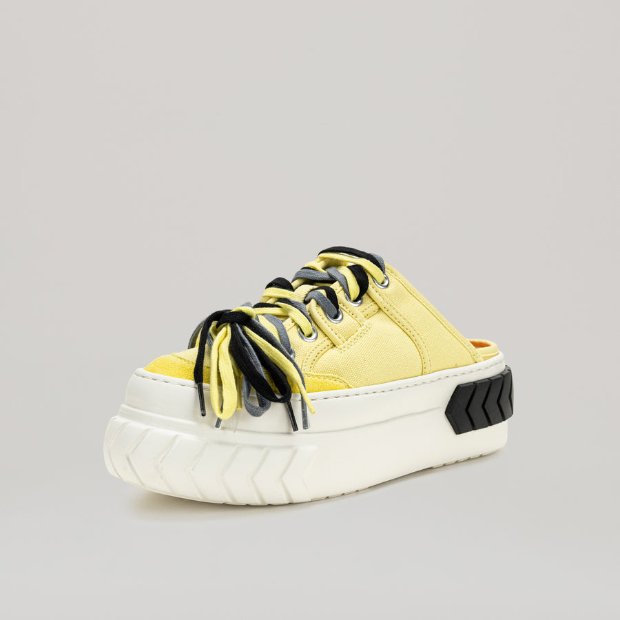 TYRES PLATFORM MULTI-LACED MULES - BLACK/YELLOW