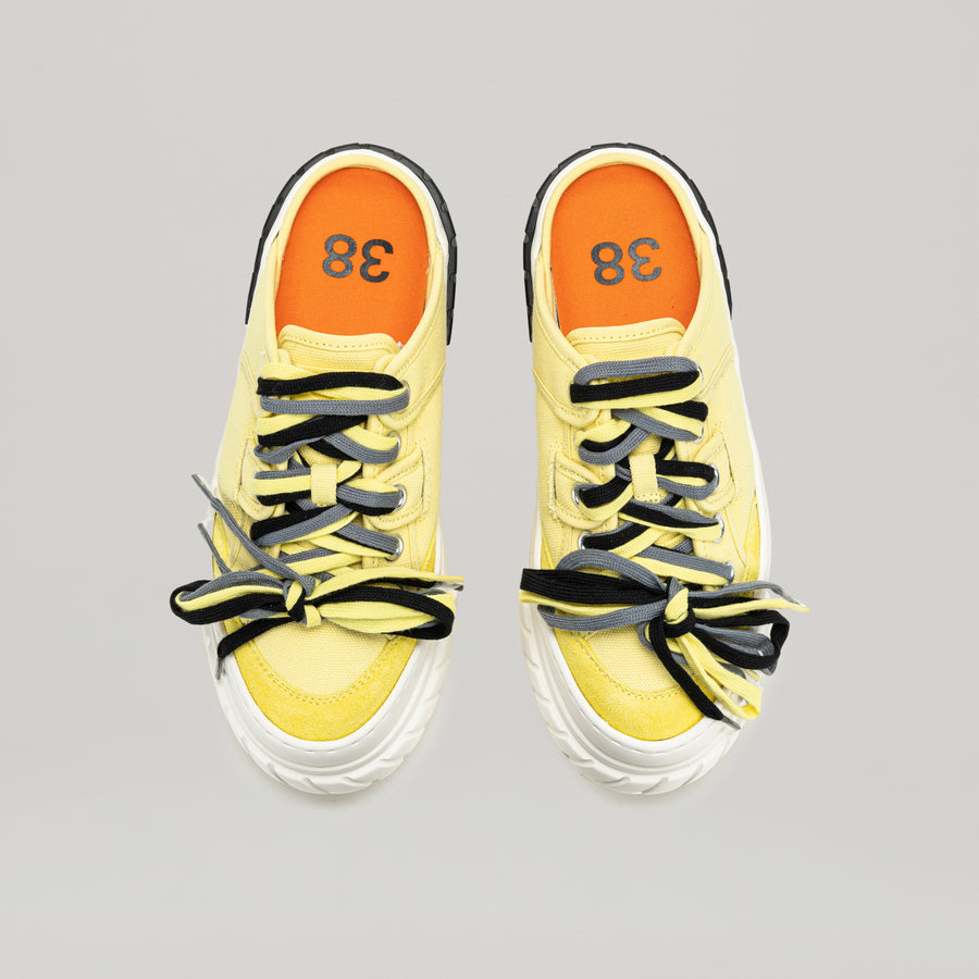 TYRES PLATFORM MULTI-LACED MULES - BLACK/YELLOW