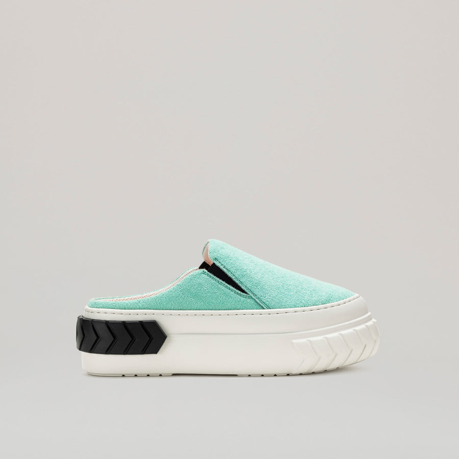 TYRES PLATFORM Mules white and green pleather platform shoes stylish footwear