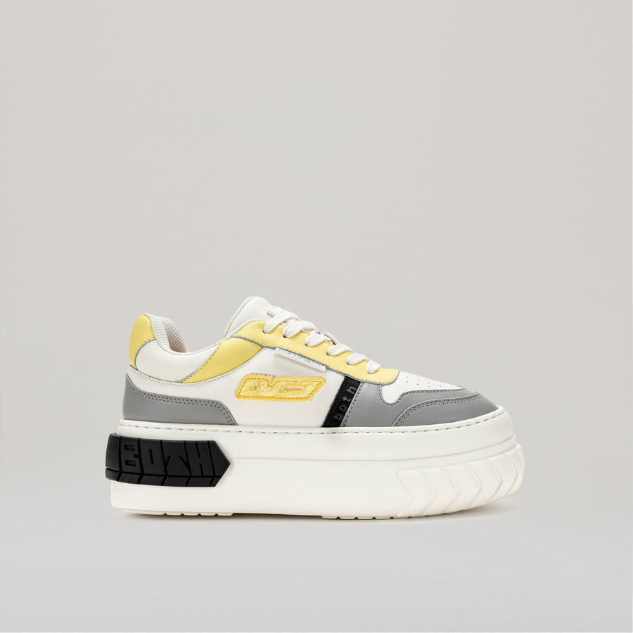 both - TYRES PLATFORM BASKETBALL SNEAKER black yellow with pleather upper in white grey and yellow