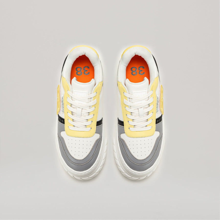 both - TYRES PLATFORM BASKETBALL SNEAKER in black and yellow with pleather upper and platform sole