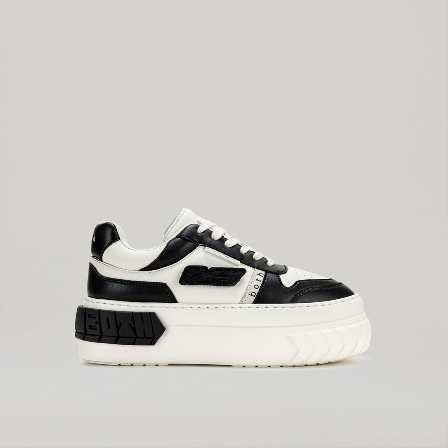 TYRES PLATFORM BASKETBALL SNEAKER in black and white with pleather upper for stylish casual wear