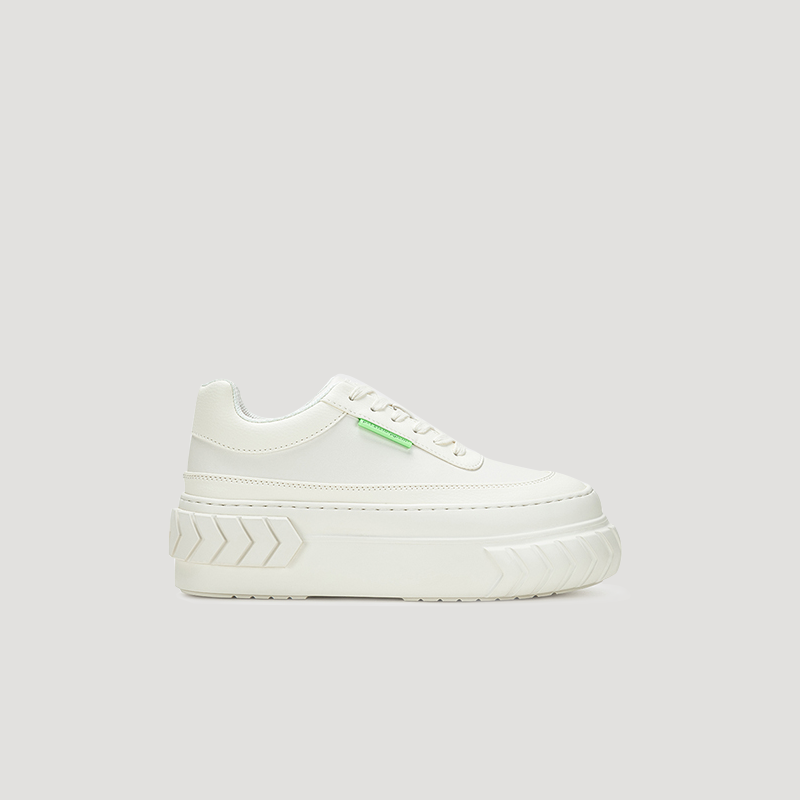 both - TYRES PLATFORM LOW white platform sneakers with pleather upper