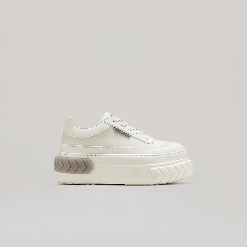 TYRES PLATFORM LOW sneakers in white and light grey with platform sole and pleather upper