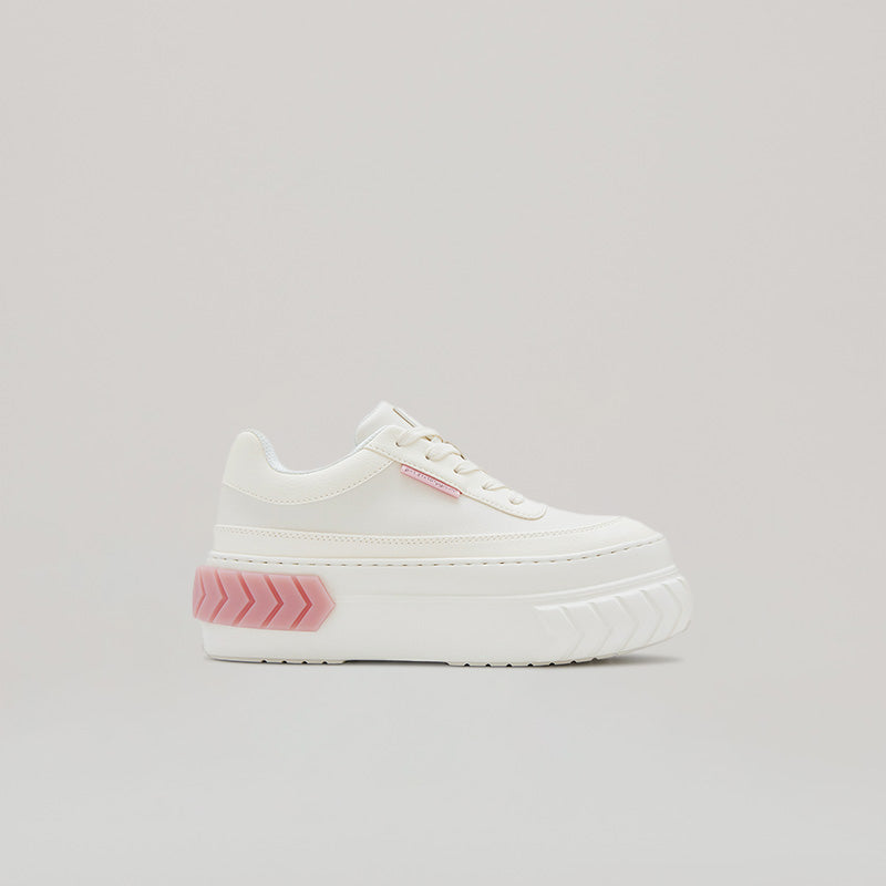 Both TYRES PLATFORM LOW pink and white platform sneakers with pleather upper