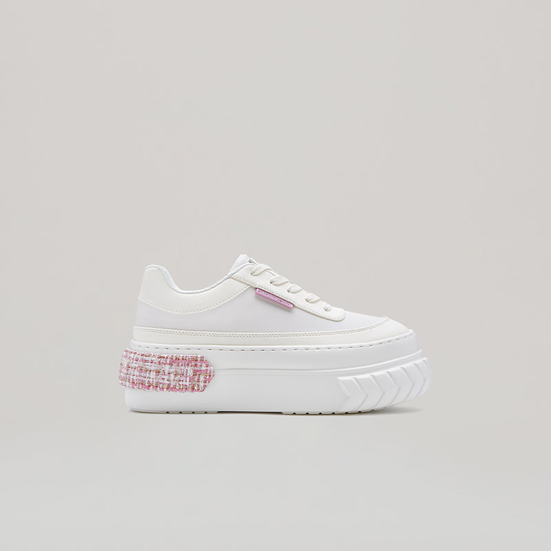 TYRES PLATFORM LOW sneakers in cherry blossom pink and white with pleather upper and platform sole