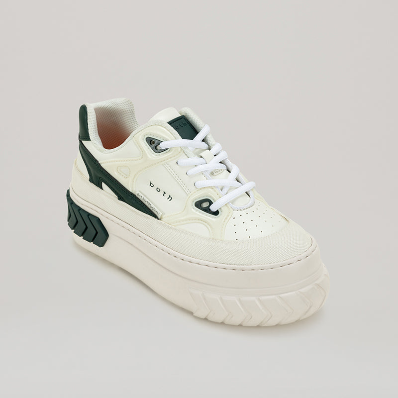 both - TYRES PLATFORM RUNNER white and green platform sneakers
