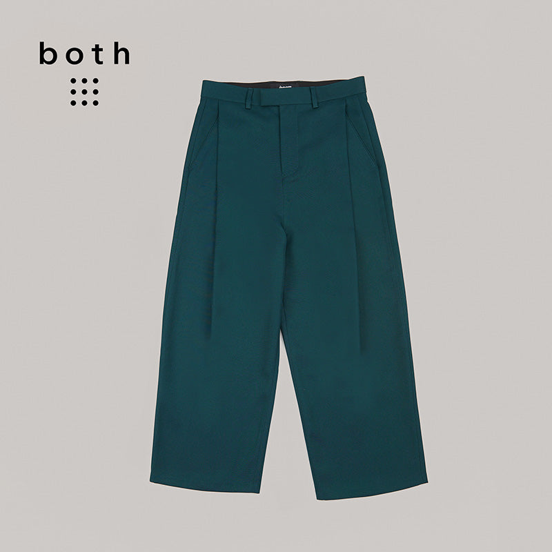 both X SECOND LAYER wide pleated arctic blue pants with measurements