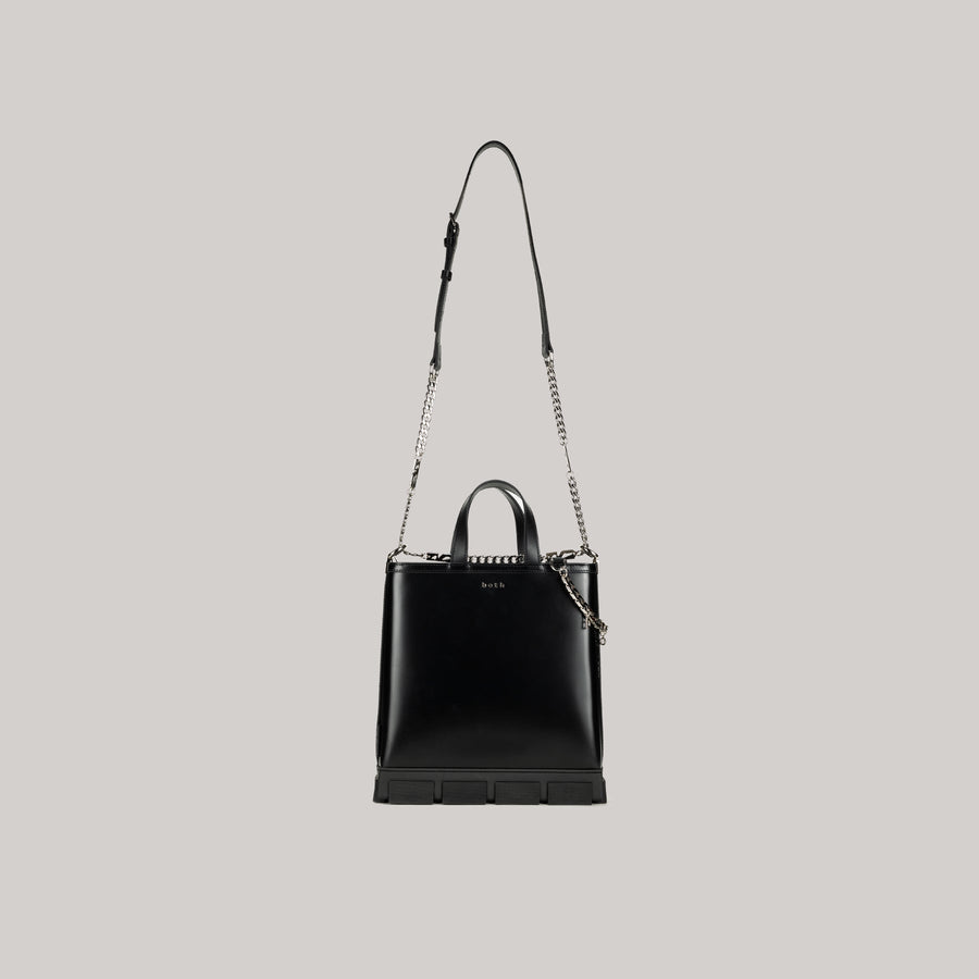 Black GAO MINI TOTE BAG with detachable shoulder strap and top handles