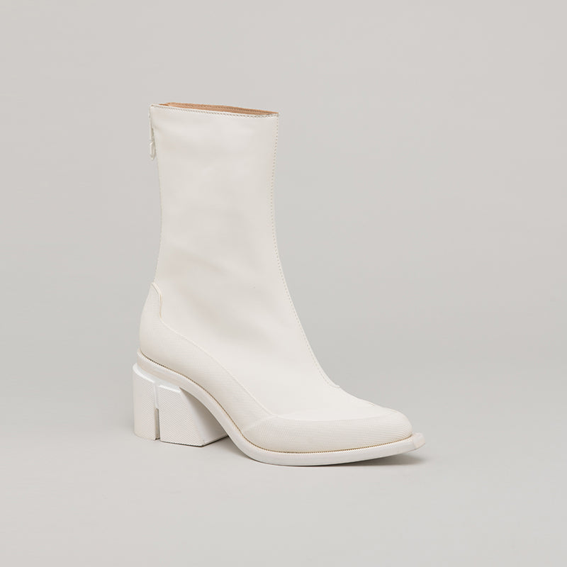 GAO LOW HEEL ZIP - WHITE/WHITE