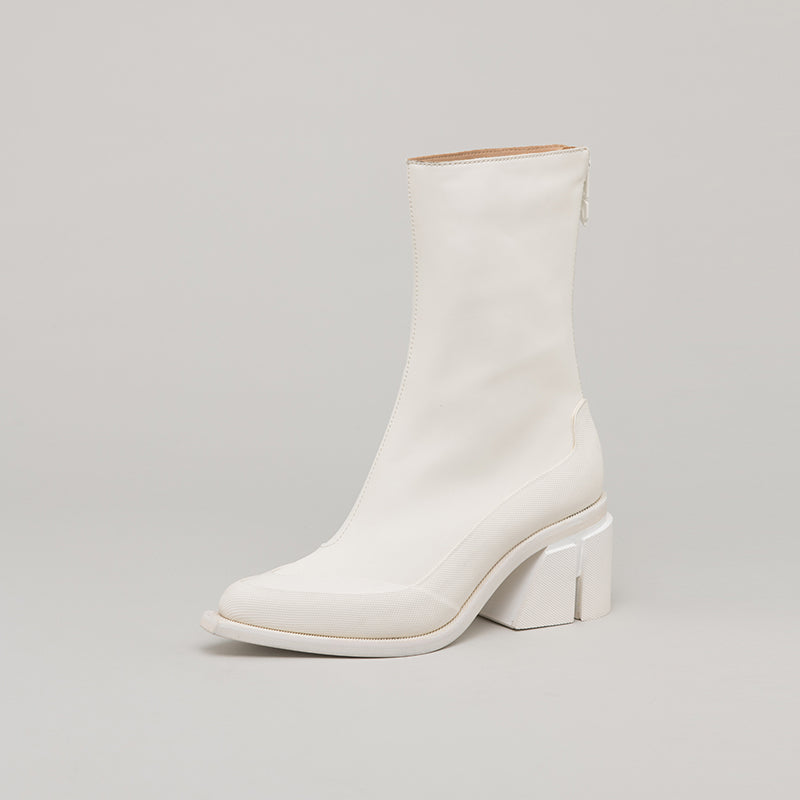 GAO LOW HEEL ZIP - WHITE/WHITE
