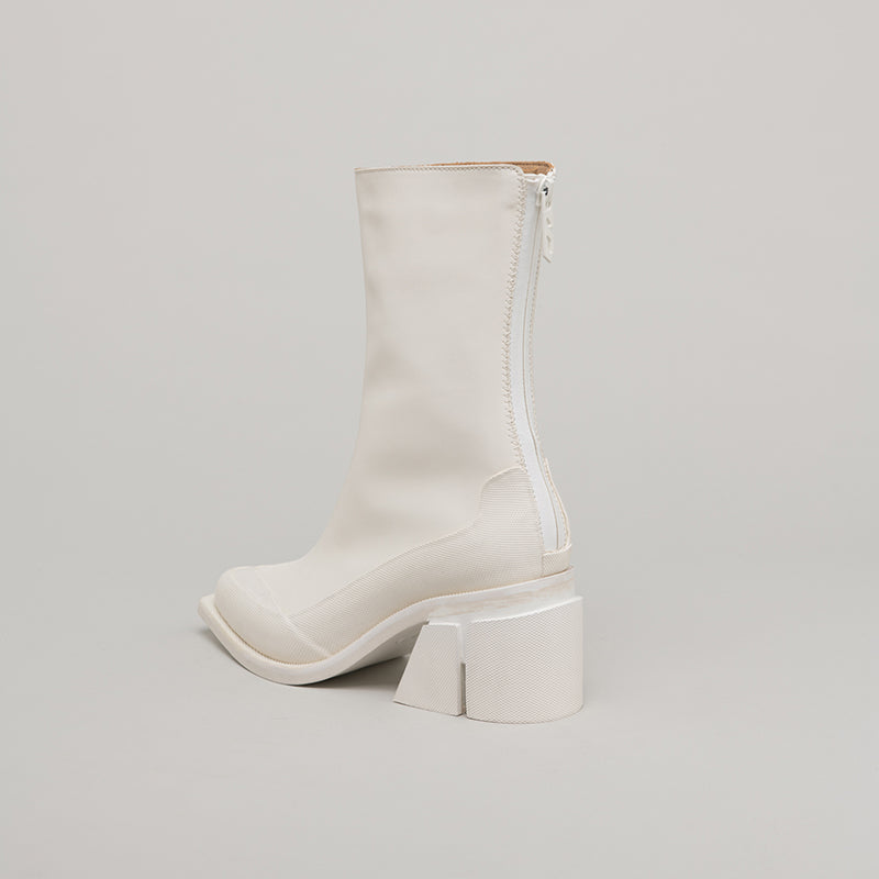 GAO LOW HEEL ZIP - WHITE/WHITE