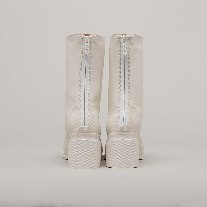GAO LOW HEEL ZIP - WHITE/WHITE