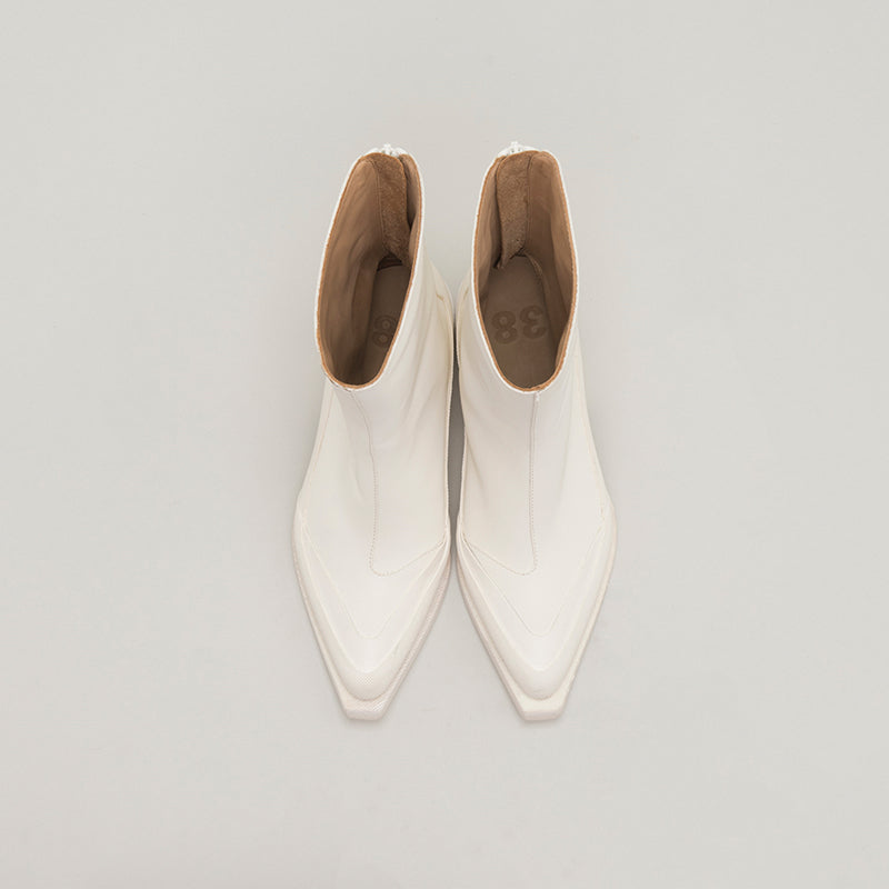 GAO LOW HEEL ZIP - WHITE/WHITE