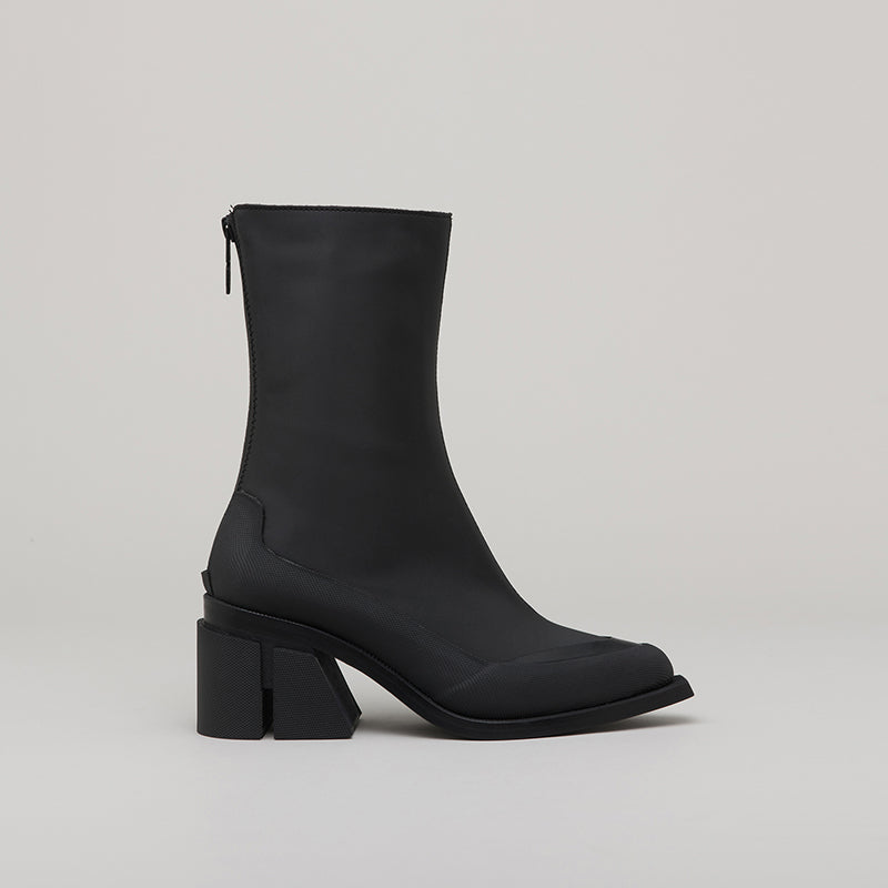 GAO LOW HEEL ZIP black ankle boot with 60mm heel and back zipper