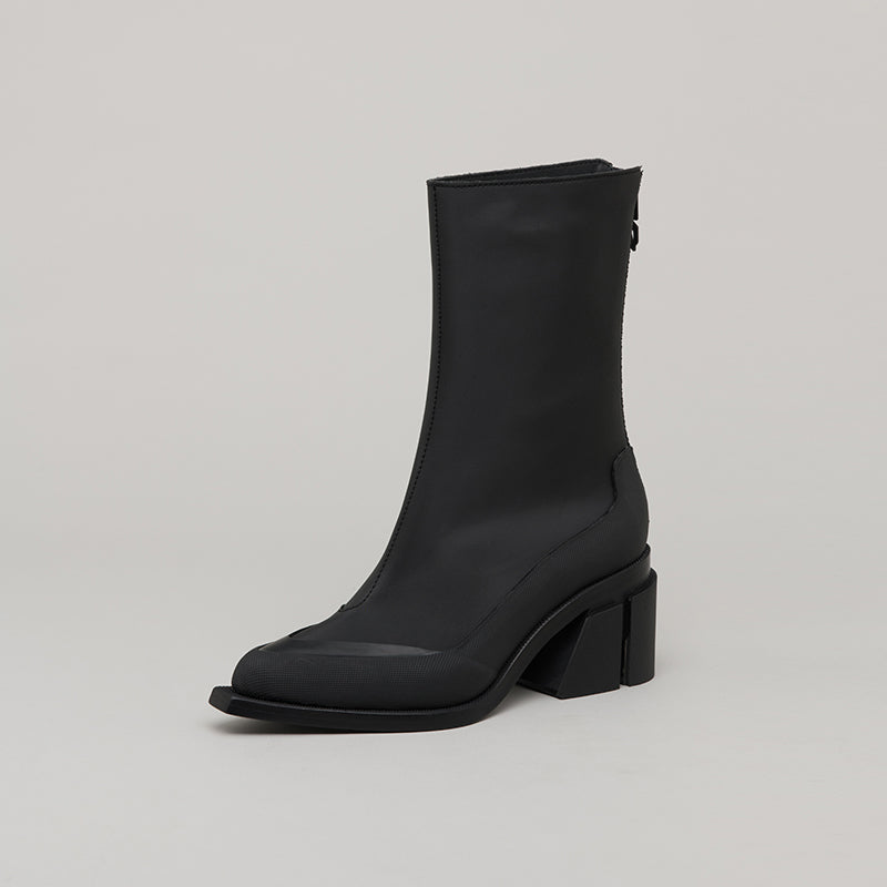 GAO LOW HEEL ZIP - BLACK/BLACK – both paris