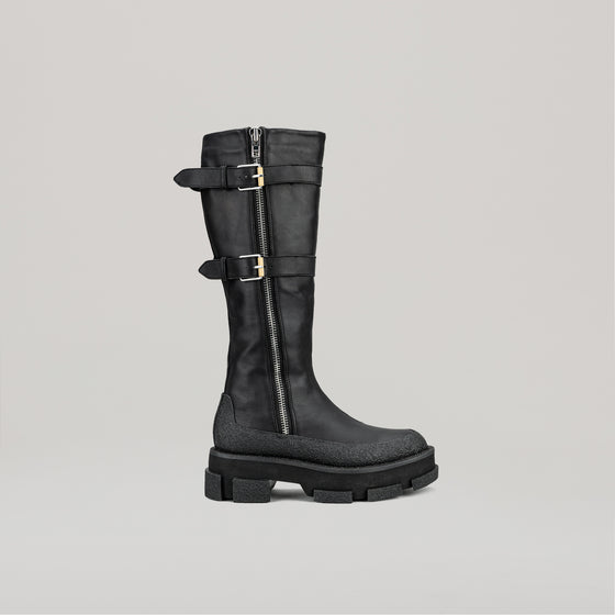 both X DION LEE- GAO PLATFORM KNEE HIGH BOOTS-BLACK