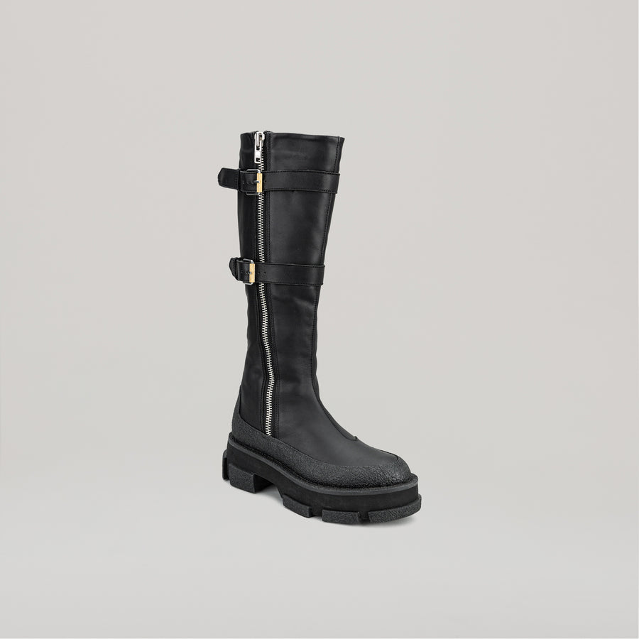 both X DION LEE-GAO PLATFORM KNEE HIGH BOOTS - BLACK/BLACK